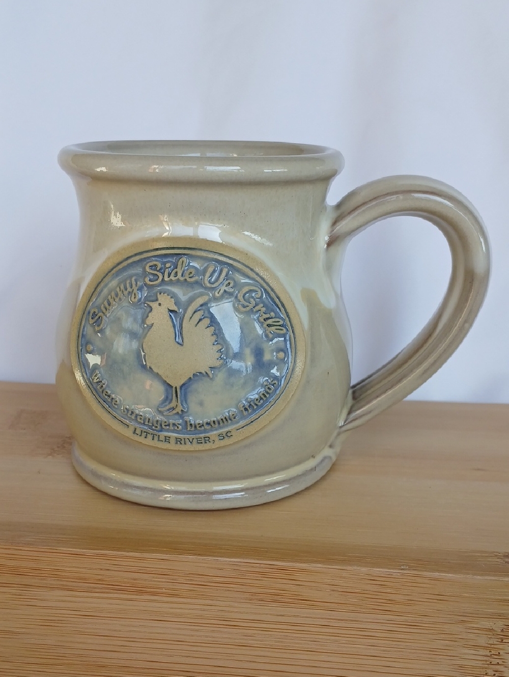 Deneen Pottery Stoneware "Sunny Side Up Grill" Rooster Mug